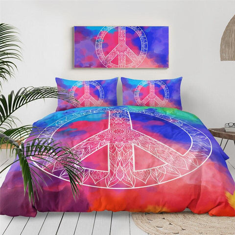 Image of Peace Hippie Comforter Set - Beddingify