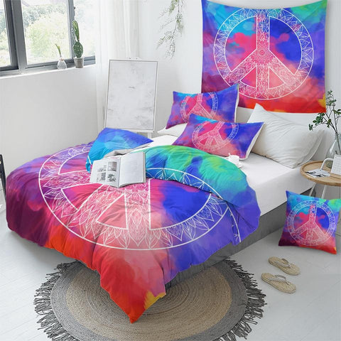 Image of Peace Hippie Comforter Set - Beddingify