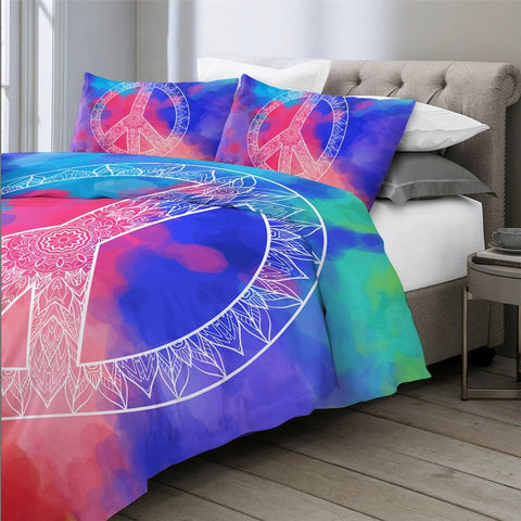 Image of Peace Hippie Comforter Set - Beddingify