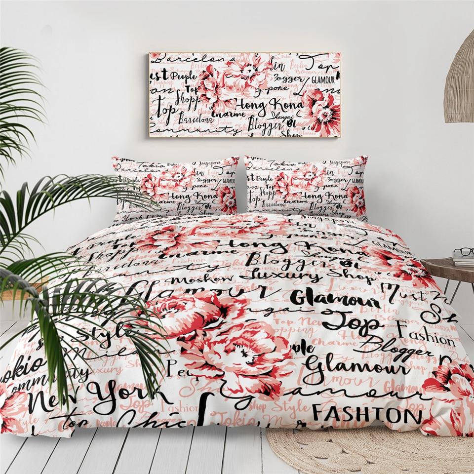 Poppy Flower And Letters Comforter Set - Beddingify