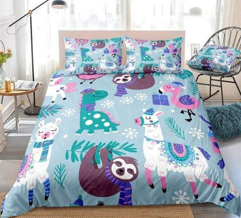 Image of Alpaca And Sloth Comforter Set - Beddingify