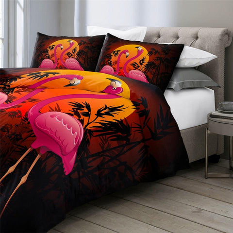 Image of Couple Flamingos Comforter Set - Beddingify
