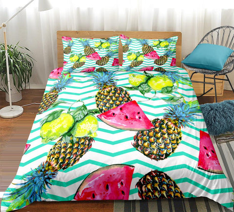 Image of Summer Pineapple Lemon Watermelon Bedding Set - Beddingify