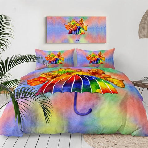 Image of Colorful Umbrella Comforter Set - Beddingify