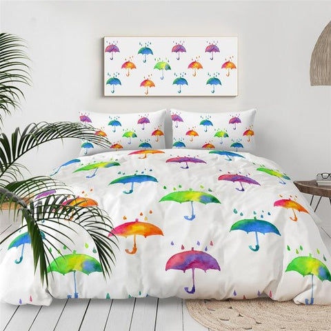 Image of Rainbow Umbrella Comforter Set - Beddingify