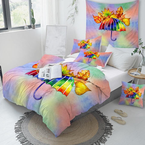 Image of Colorful Umbrella Comforter Set - Beddingify