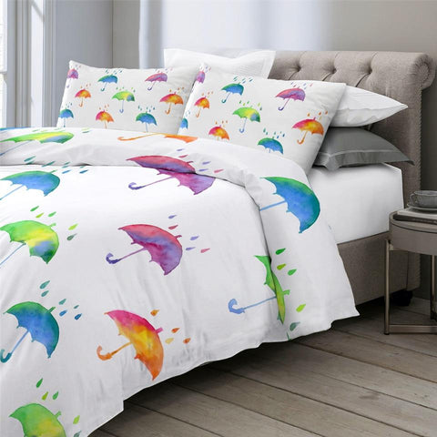 Image of Rainbow Umbrella Comforter Set - Beddingify