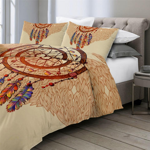 Image of Feathers Gemstones Dreamcatcher Comforter Set - Beddingify