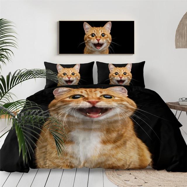 Happy Smiling Cat Comforter Set - Beddingify