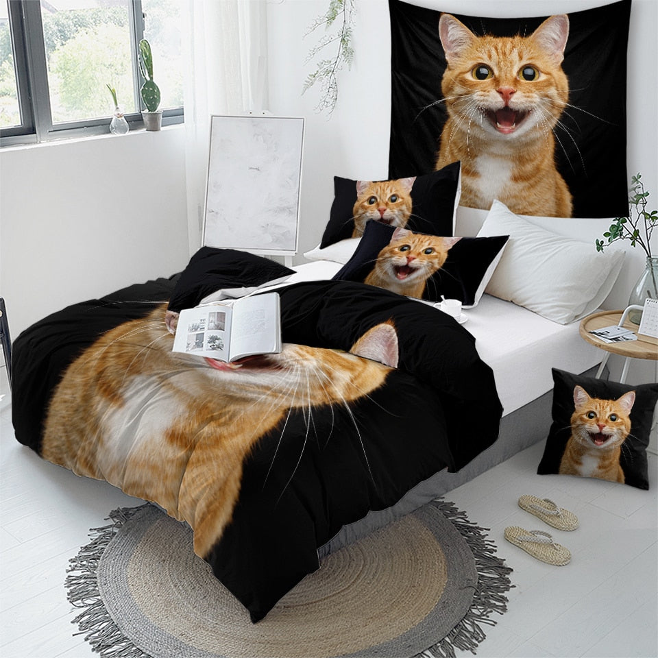 Happy Smiling Cat Bedding Set - Beddingify