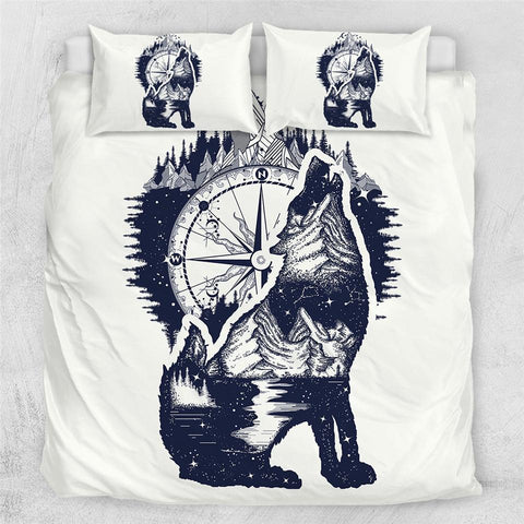 Image of Tarot Howling Wolf Comforter Set - Beddingify