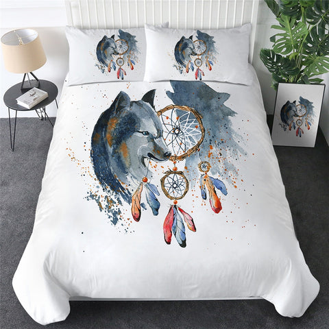 Dream Catcher Howling Wolf Bedding Set - Beddingify