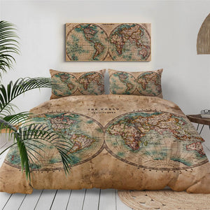 Geography World Map Comforter Set - Beddingify