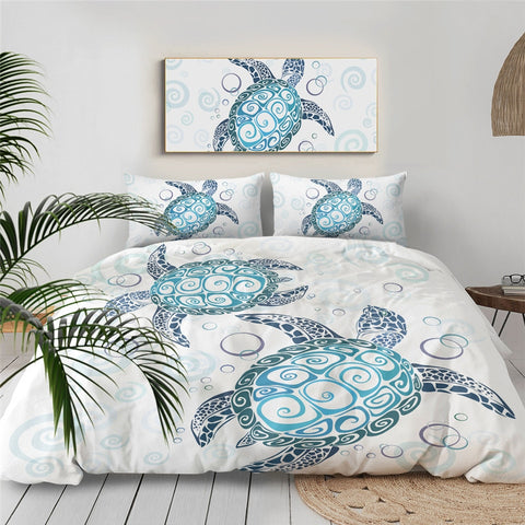 Image of Couple Blue Turtles Bedding Set - Beddingify