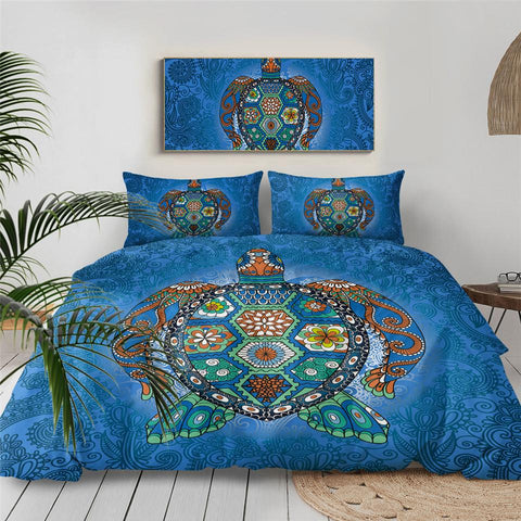 Image of Mandala Turtles Blue Comforter Set - Beddingify