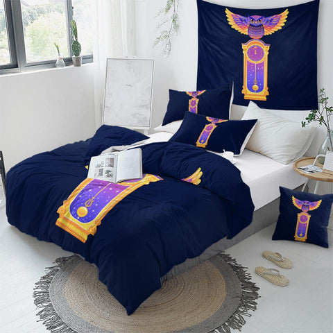 Image of Owl Clock Comforter Set - Beddingify