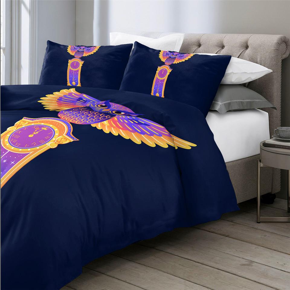 Owl Clock Comforter Set - Beddingify