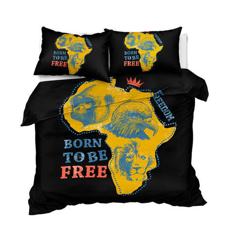 Image of Born To Be Free African Map Bedding Set - Beddingify