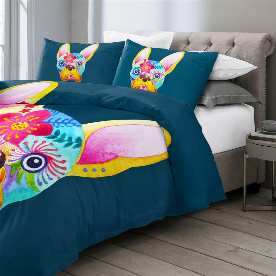 Colorful French Bulldog Comforter Set - Beddingify