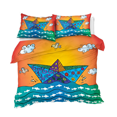 Image of Cartoon Beach Bedding Set for Kids - Beddingify