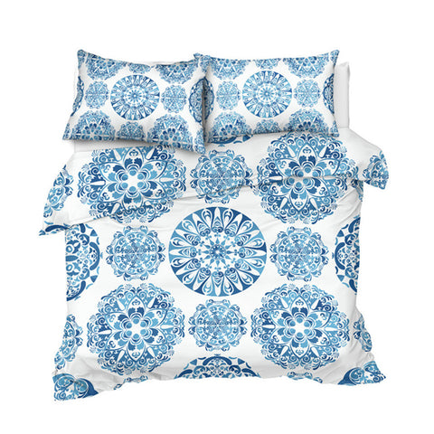 Image of Light Blue Mandala Indigo Bedding Set - Beddingify