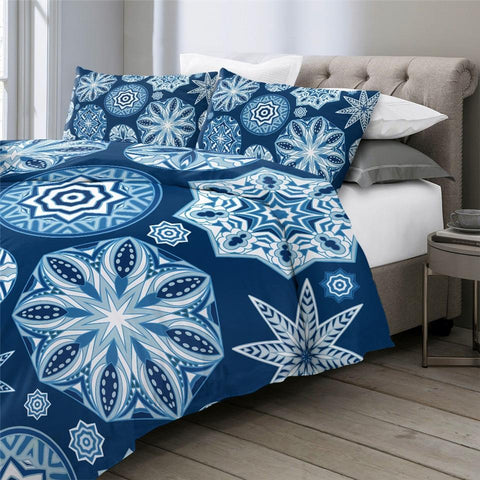 Image of Blue Mandala Indigo Themed Comforter Set - Beddingify