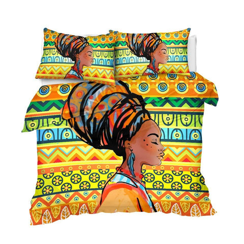 Image of Geometric African Woman Comforter Set - Beddingify