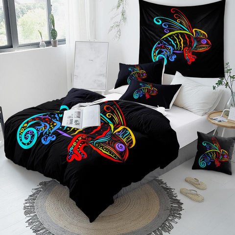 Image of Colorful Lizard Comforter Set - Beddingify