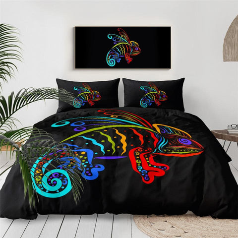 Image of Colorful Lizard Comforter Set - Beddingify