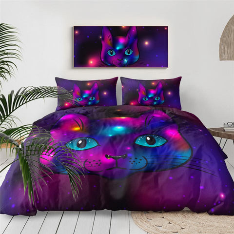 Image of Purple Cat Comforter Set - Beddingify