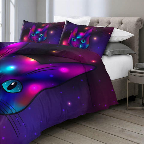 Image of Purple Cat Comforter Set - Beddingify