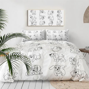 Hand Drawing Puppy Comforter Set - Beddingify