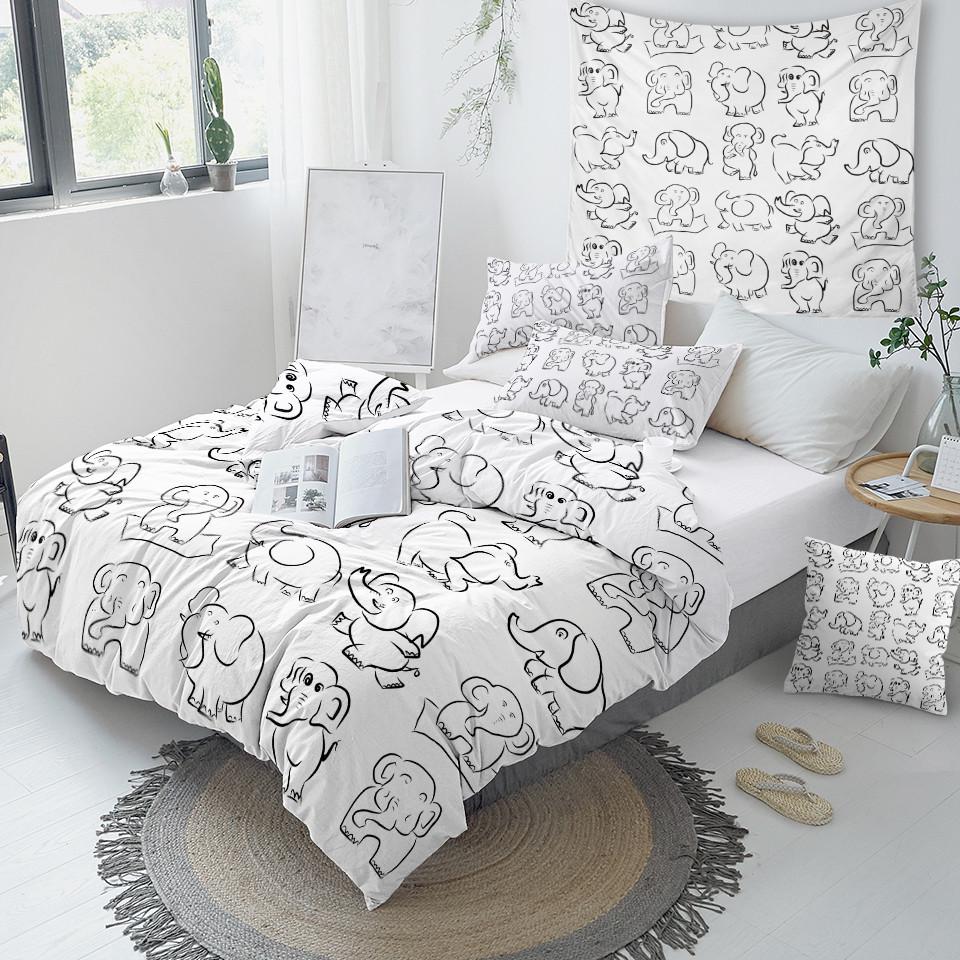 Hand Drawing Elephant Comforter Set - Beddingify