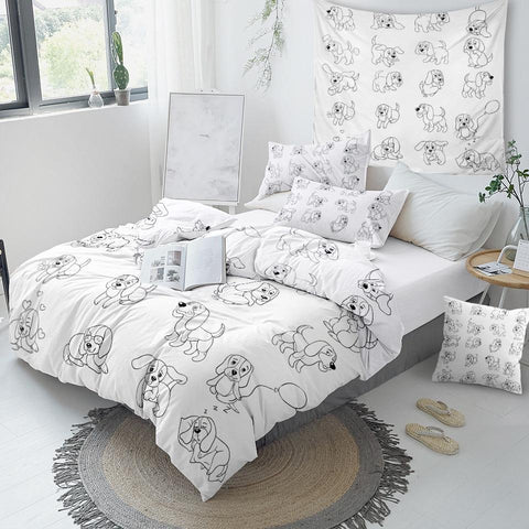 Image of Hand Drawing Puppy Comforter Set - Beddingify