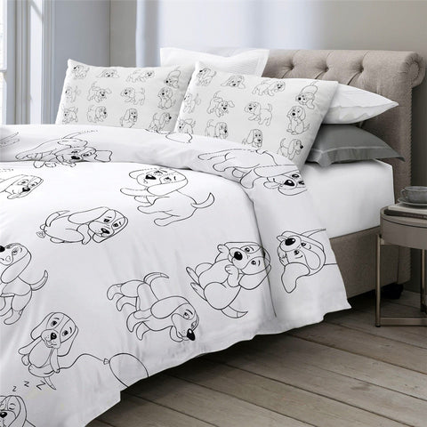 Image of Hand Drawing Puppy Bedding Set - Beddingify