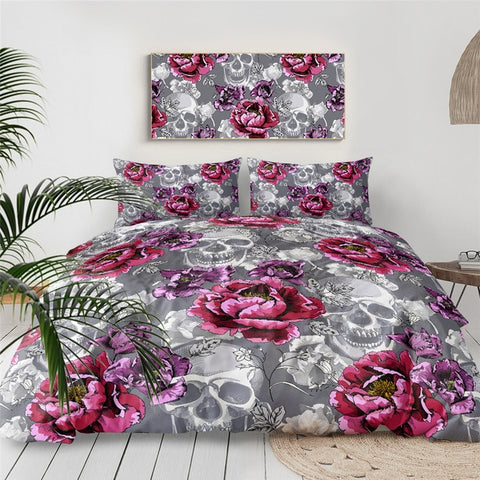 Image of Floral Sugar Skull Bedding Set - Beddingify