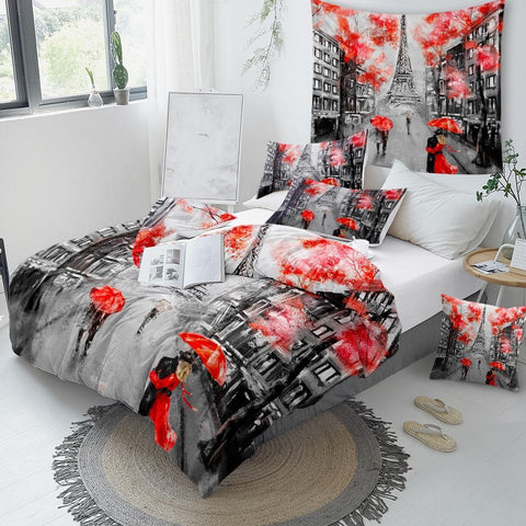 Image of Romantic Paris Tower Comforter Set - Beddingify