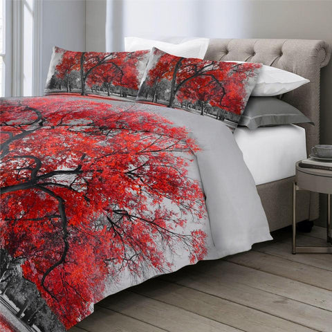 Image of Red Tree Comforter Set - Beddingify