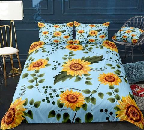 Image of Blue Sunflower Bedding Set - Beddingify