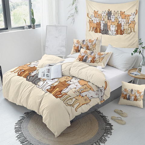 Image of Cute Cats Comforter Set for Kids - Beddingify