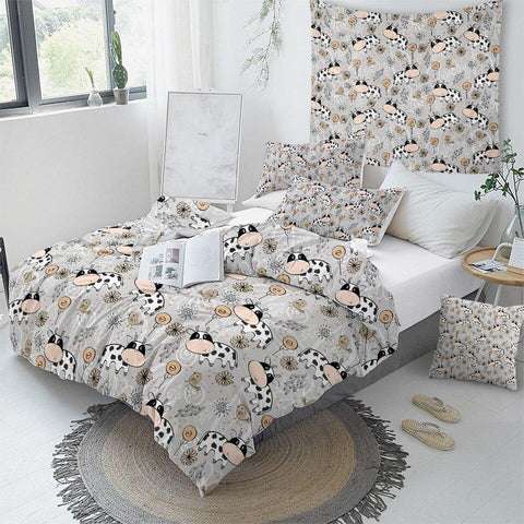 Image of Cartoon Milk Cow Comforter Set - Beddingify