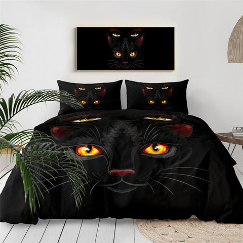 Image of Black Cat Comforter Set - Beddingify