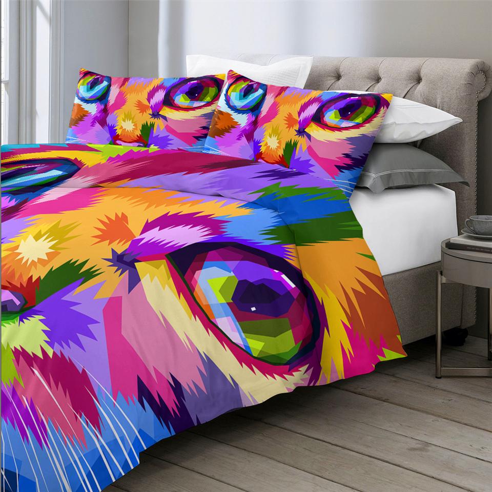 Rainbow Cat Face Comforter Set - Beddingify