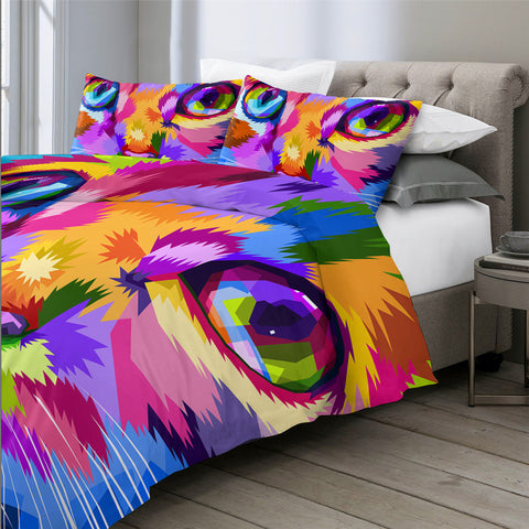 Image of Rainbow Cat Face Bedding Set - Beddingify