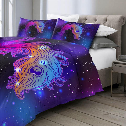 Image of Galaxy Fire Bird Feather Comforter Set - Beddingify