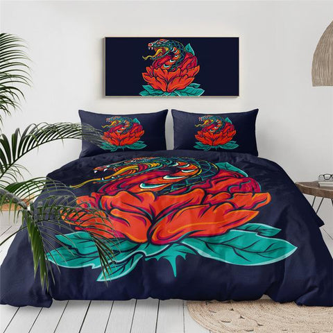 Image of Old Style Snake Flower Comforter Set - Beddingify