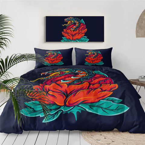 Image of Old Style Snake Flower Bedding Set - Beddingify