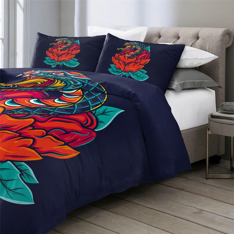 Image of Old Style Snake Flower Comforter Set - Beddingify