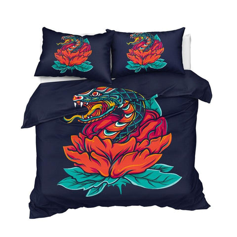 Image of Old Style Snake Flower Comforter Set - Beddingify