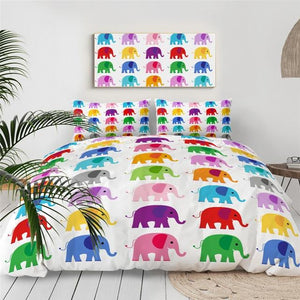 Colorful Elephant Comforter Set - Beddingify